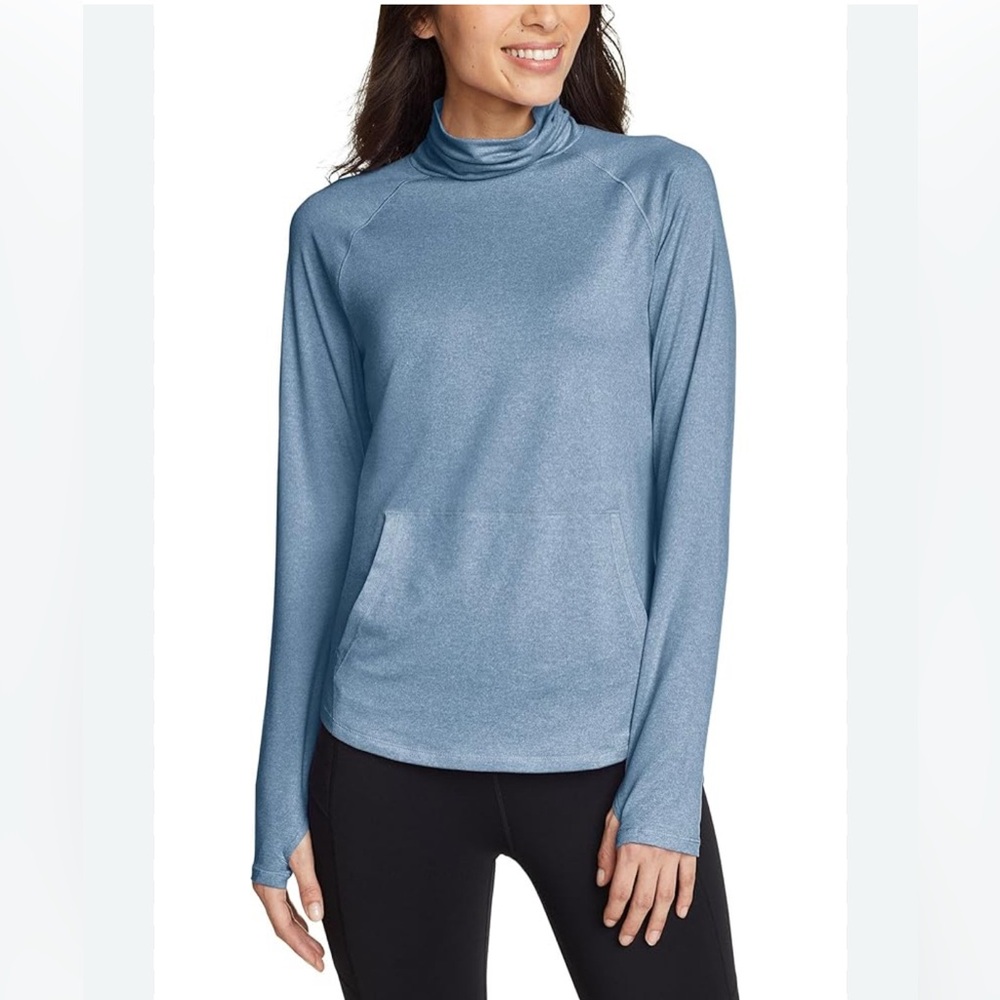 Eddie Bauer Active Funnel Neck Pullover Hoodie Athletic Top Blue Sizeโ M